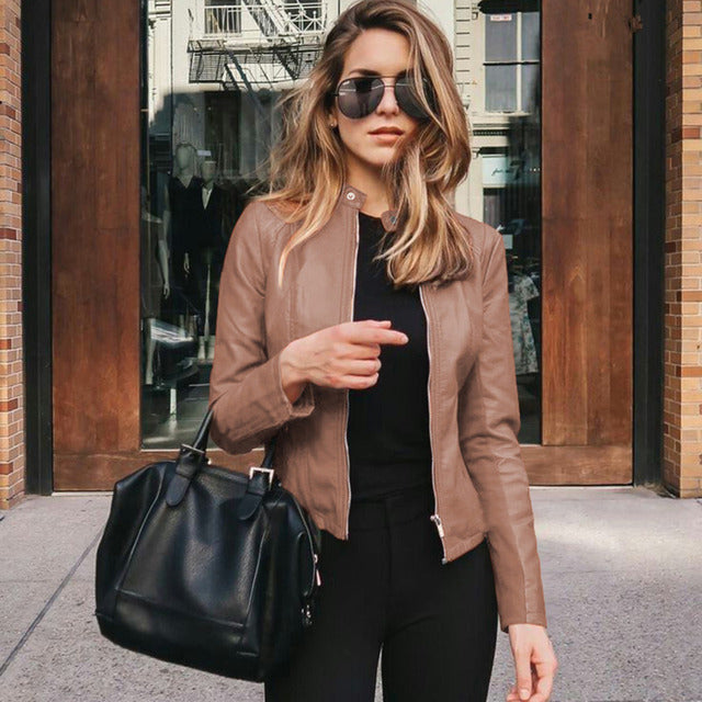 Alexis - Women's Vegan Leather Biker Jacket