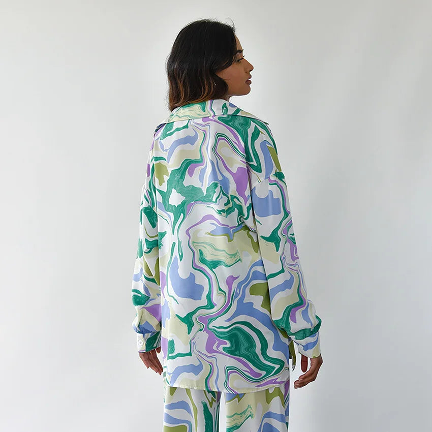 Juliet - Women's Bold Swirl Print Two-Piece Set