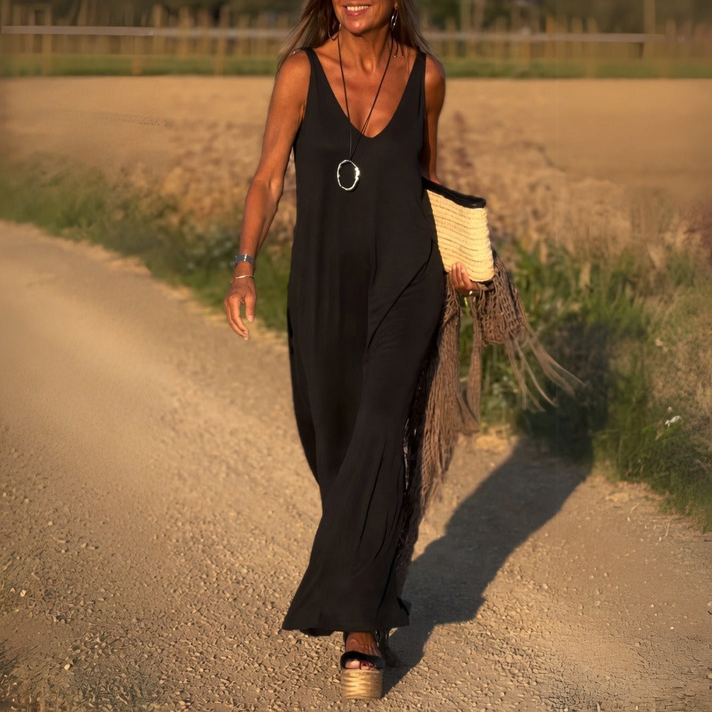 Women's Strappy Maxi Dress with Soft Drape