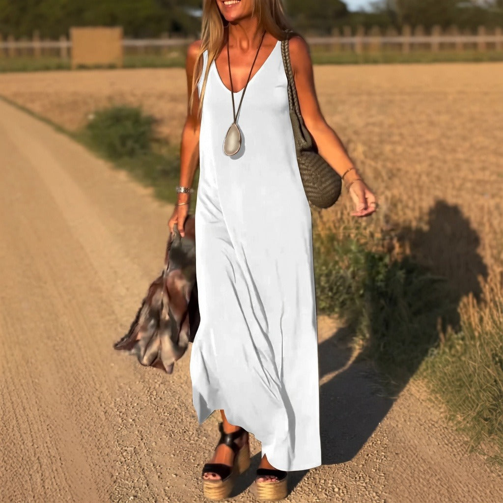 Women's Strappy Maxi Dress with Soft Drape