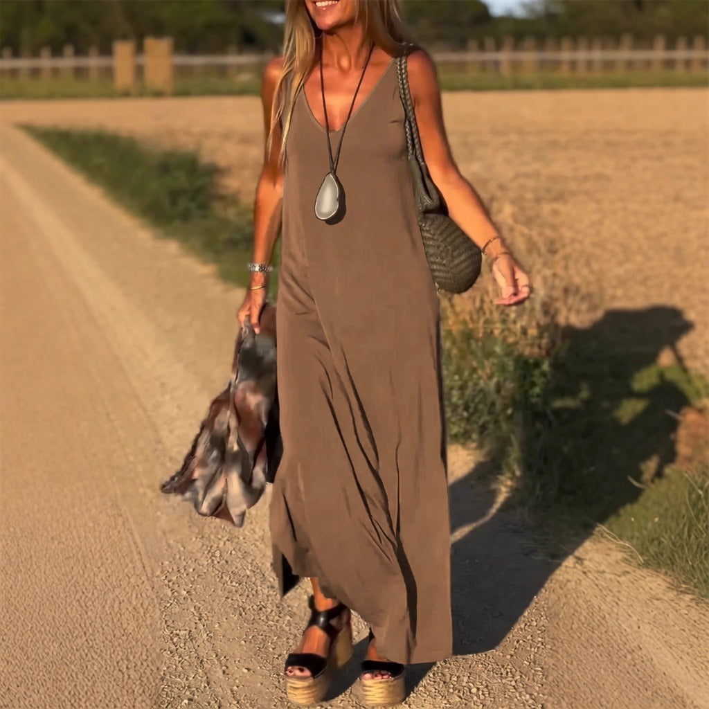 Women's Strappy Maxi Dress with Soft Drape