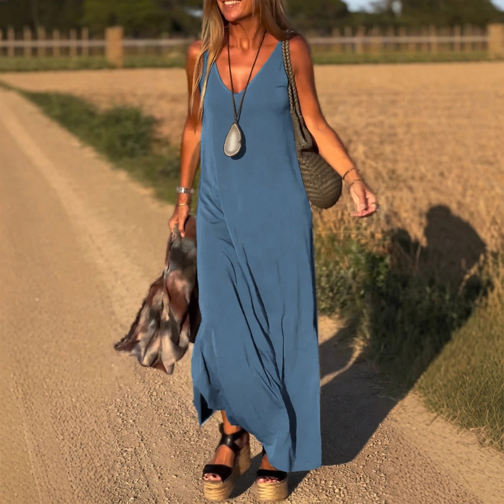 Women's Strappy Maxi Dress with Soft Drape
