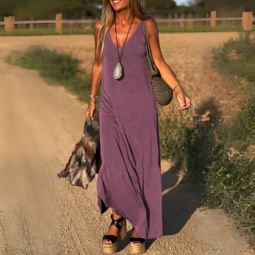 Women's Strappy Maxi Dress with Soft Drape