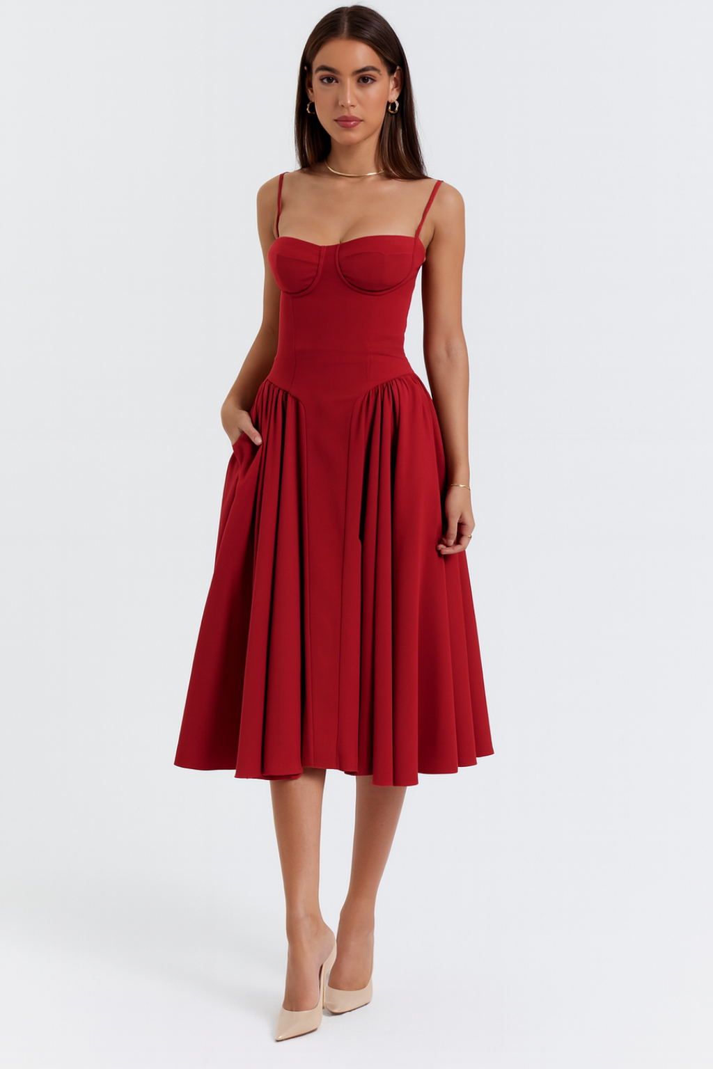 Isabel - Women's Corset Midi Dress