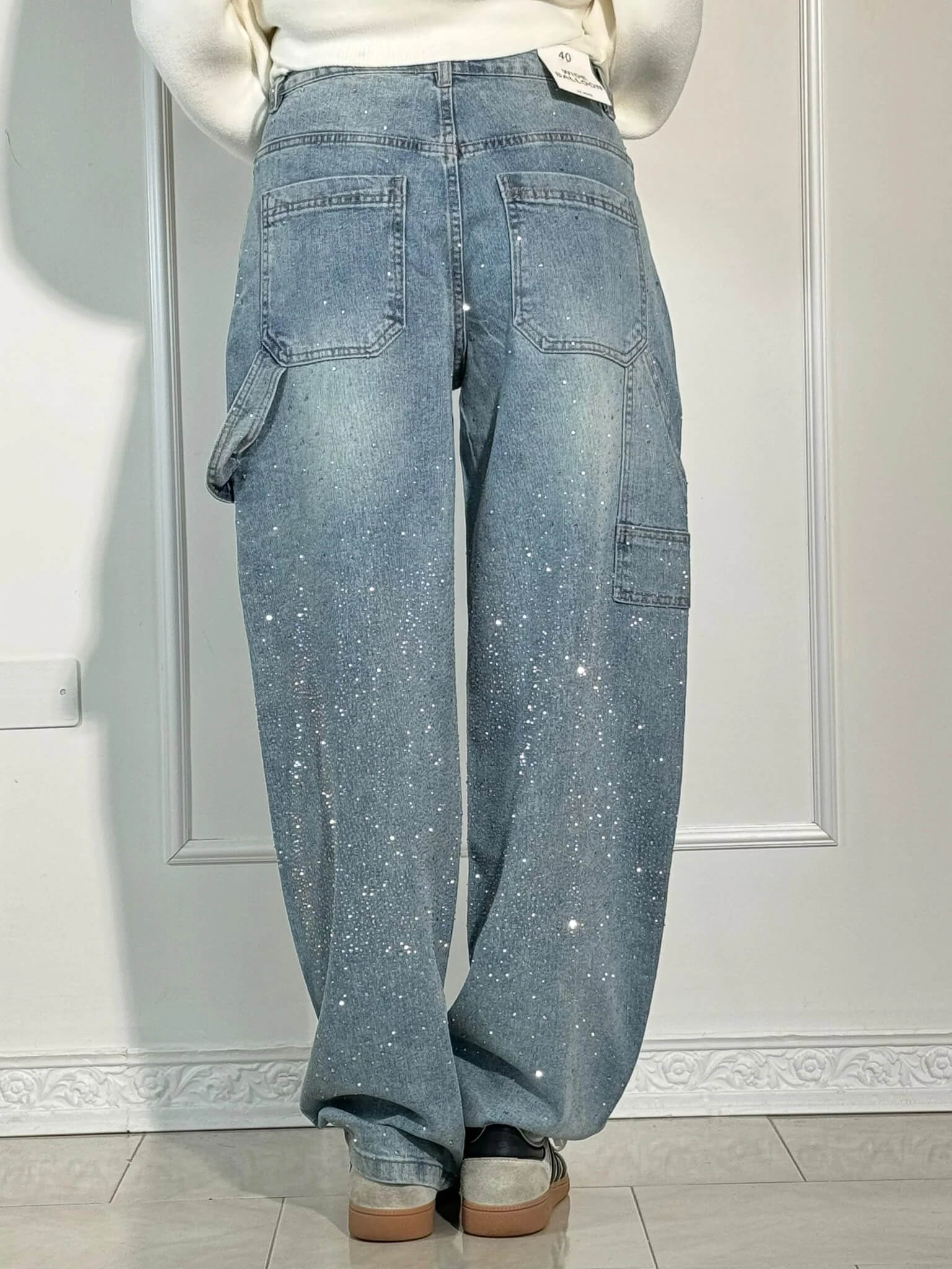 Rafaela - Women's Diamond Jeans with Balloon Fit and Sparkling Details