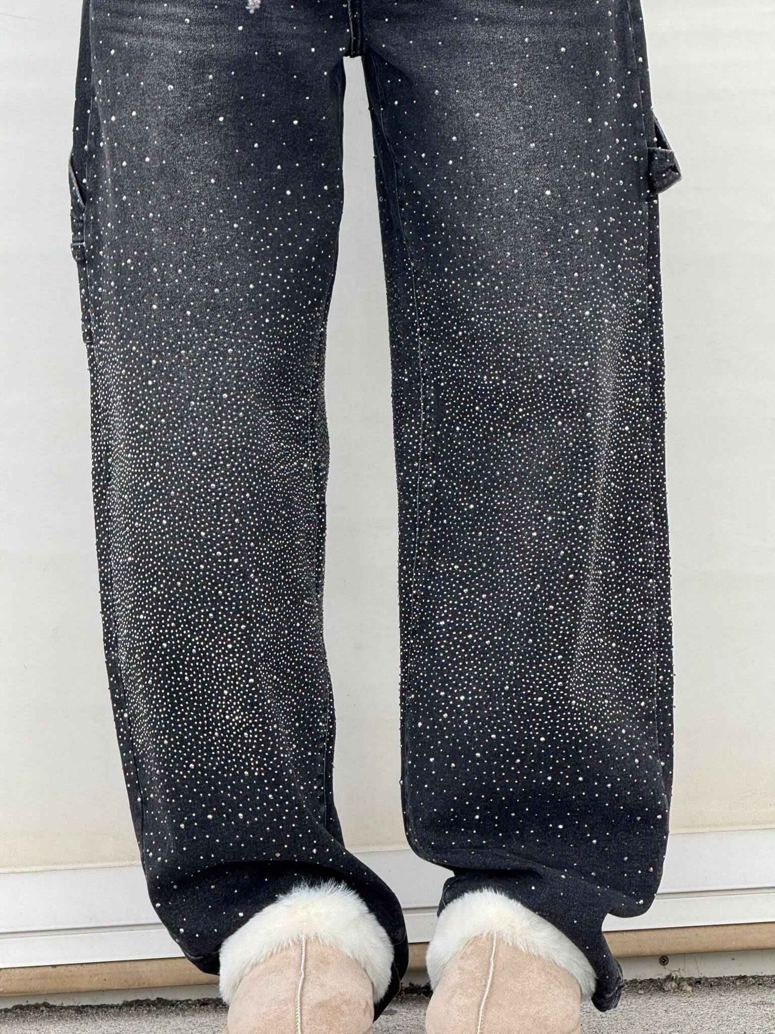 Rafaela - Women's Diamond Jeans with Balloon Fit and Sparkling Details