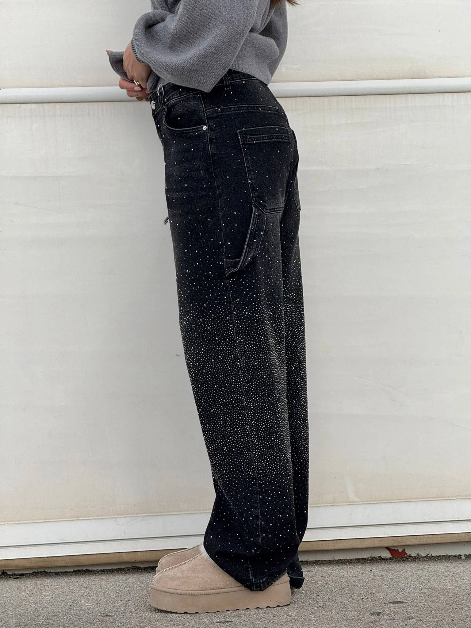 Rafaela - Women's Diamond Jeans with Balloon Fit and Sparkling Details
