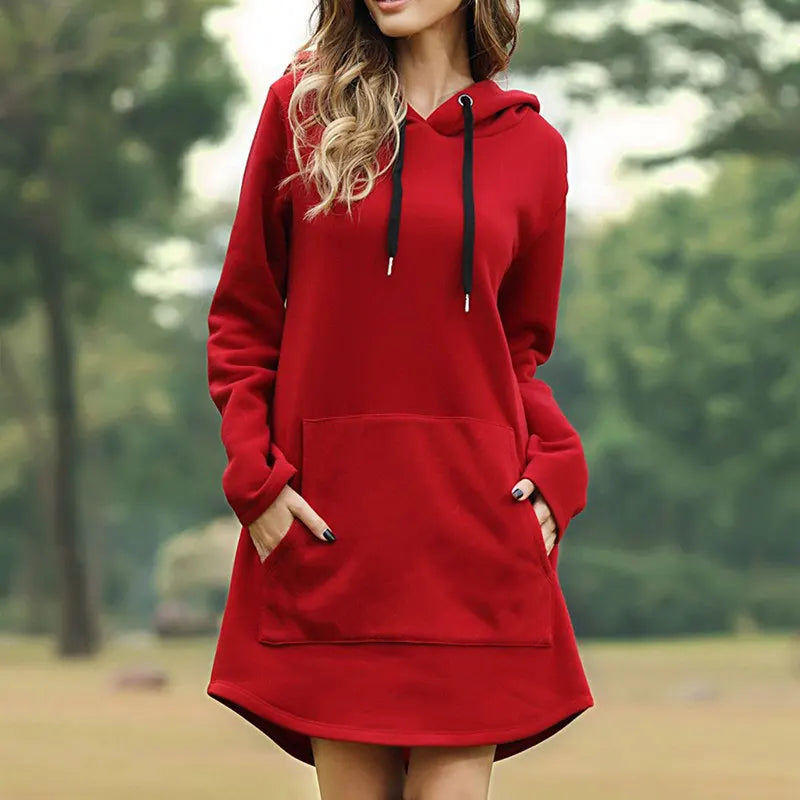 Yasmin - Women's Long Warm Hoodie Dress