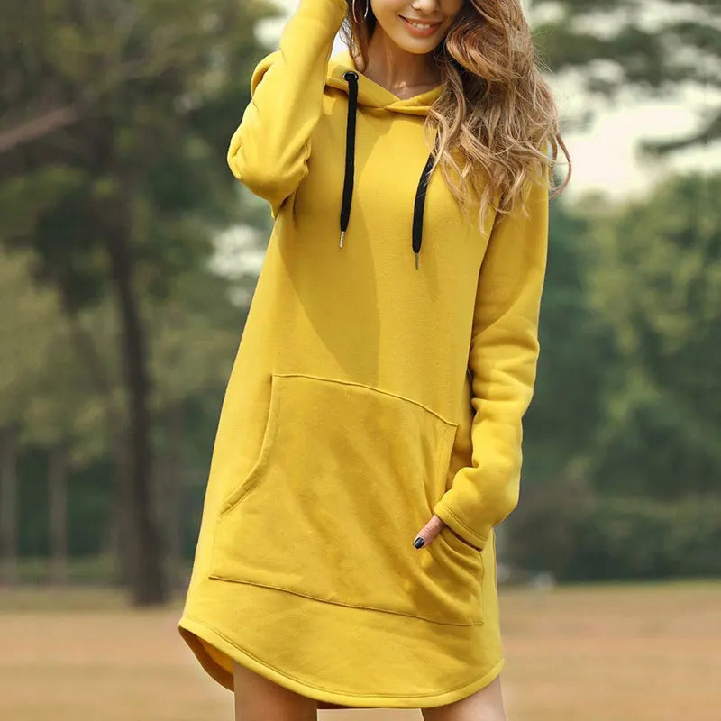 Yasmin - Women's Long Warm Hoodie Dress