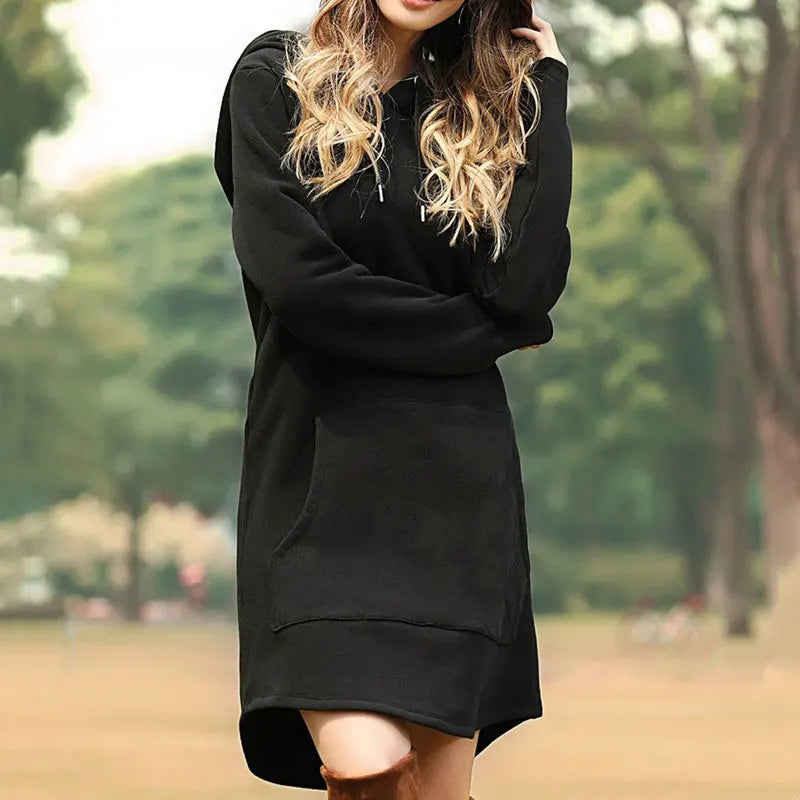 Yasmin - Women's Long Warm Hoodie Dress