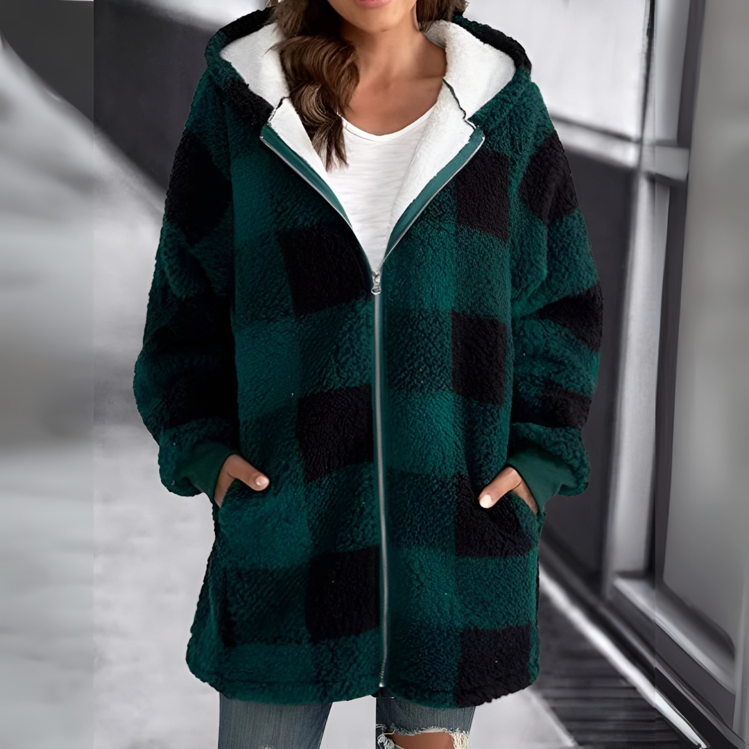 Viola - Giacca scozzese con zip da donna