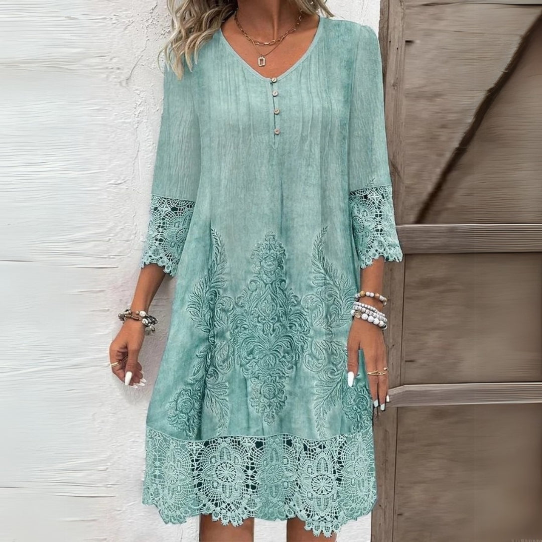 Vestido midi azul de corte relajado para mujer, ideal para el uso diario