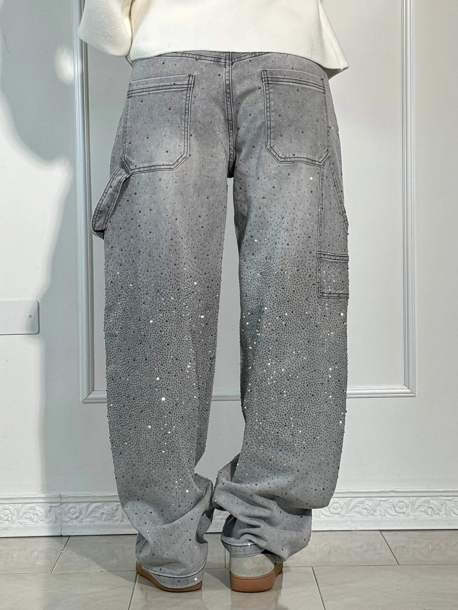 Rafaela - Women's Diamond Jeans with Balloon Fit and Sparkling Details