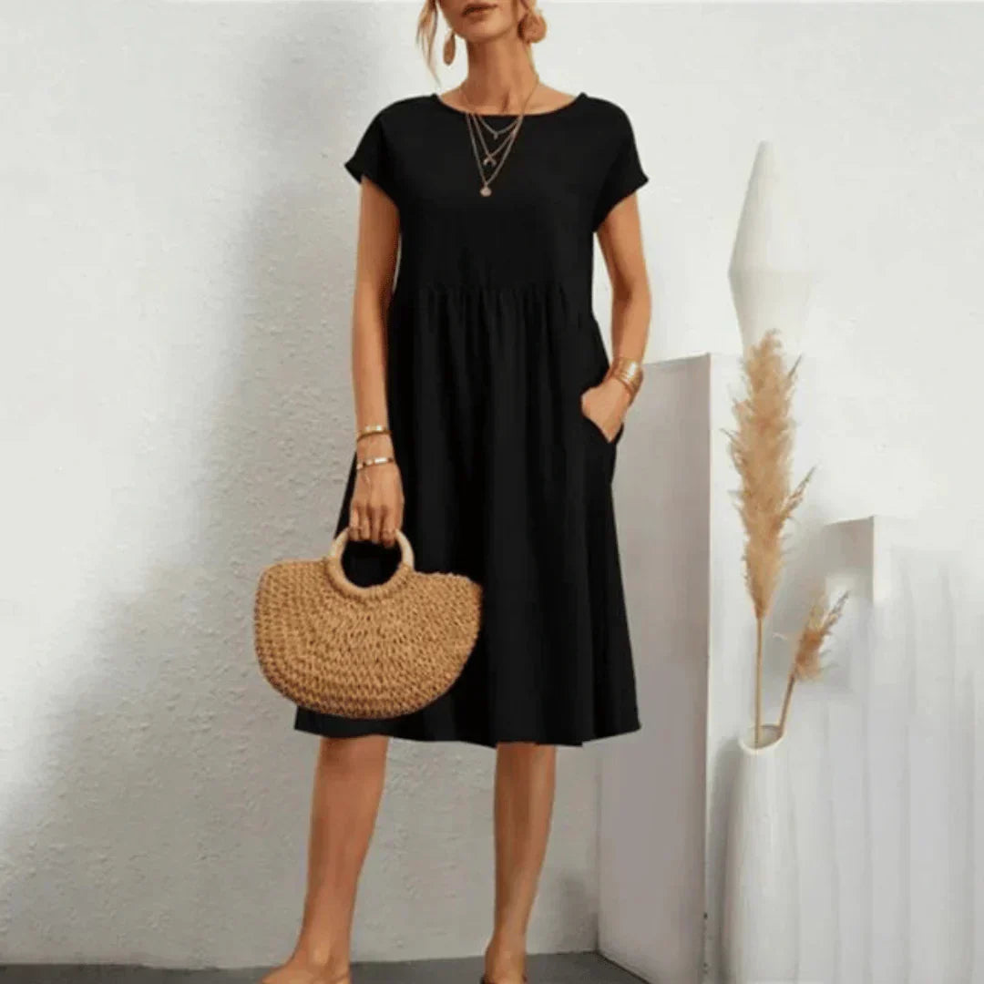 Women's Loose Midi Dress with Pockets