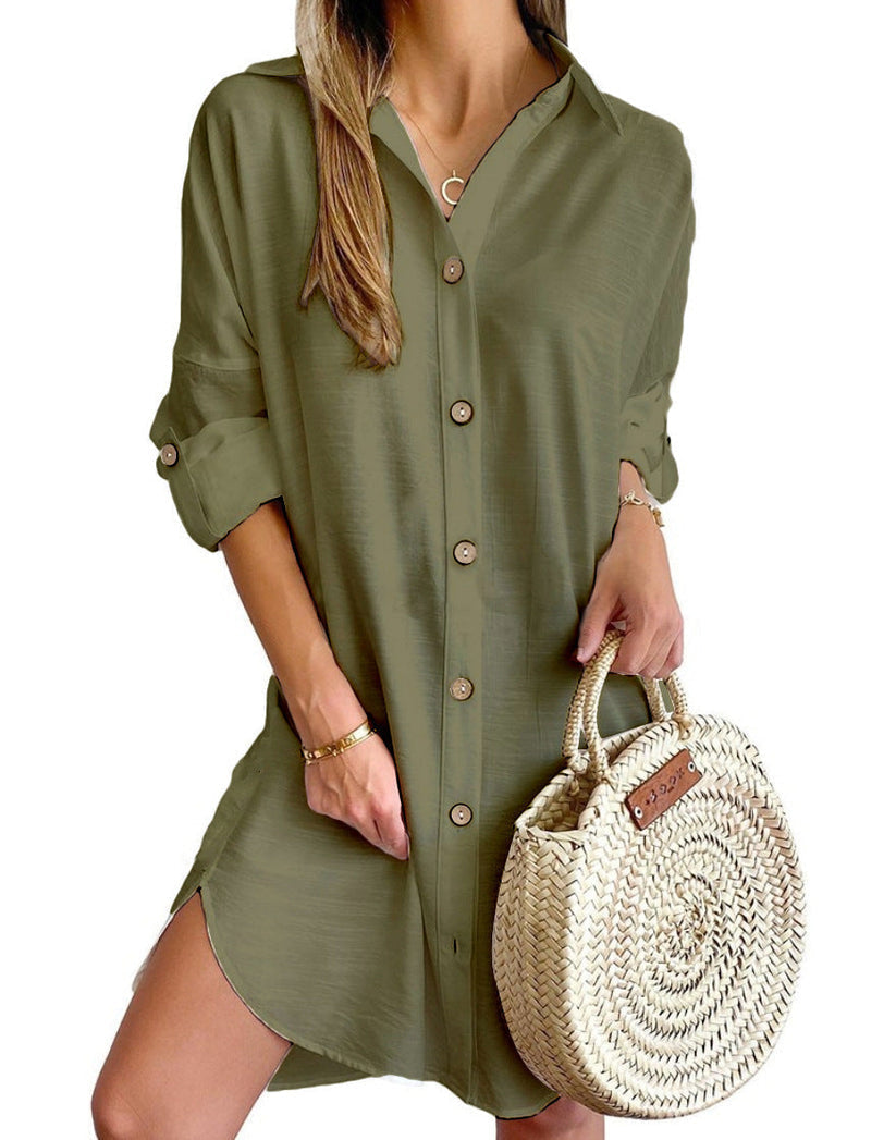 Zyra - Women's Button-Up Shirt Dress