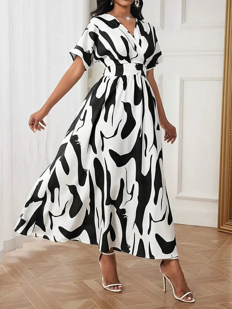 Bianca - Women's Abstract Elegance Wrap Maxi Dress