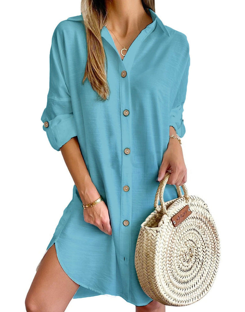Zyra - Women's Button-Up Shirt Dress