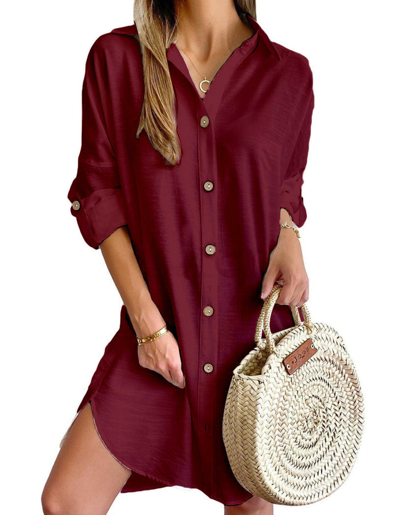 Zyra - Women's Button-Up Shirt Dress