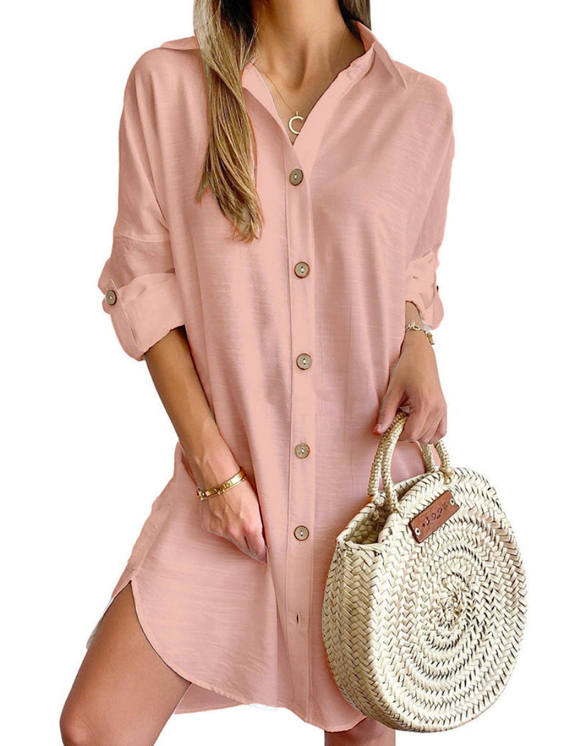 Zyra - Women's Button-Up Shirt Dress