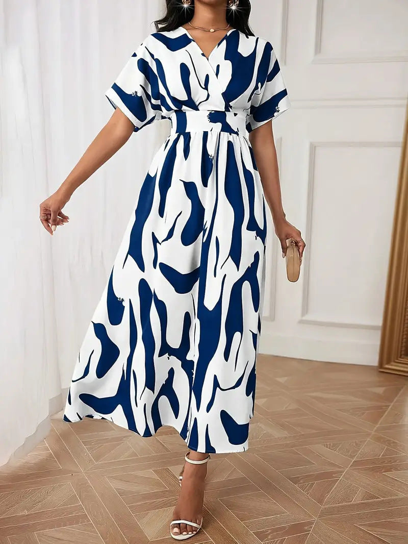 Bianca - Women's Abstract Elegance Wrap Maxi Dress