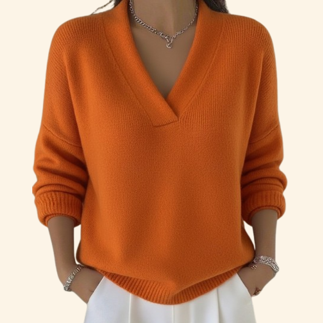 Maglione da donna con scollo a V e vestibilità rilassata