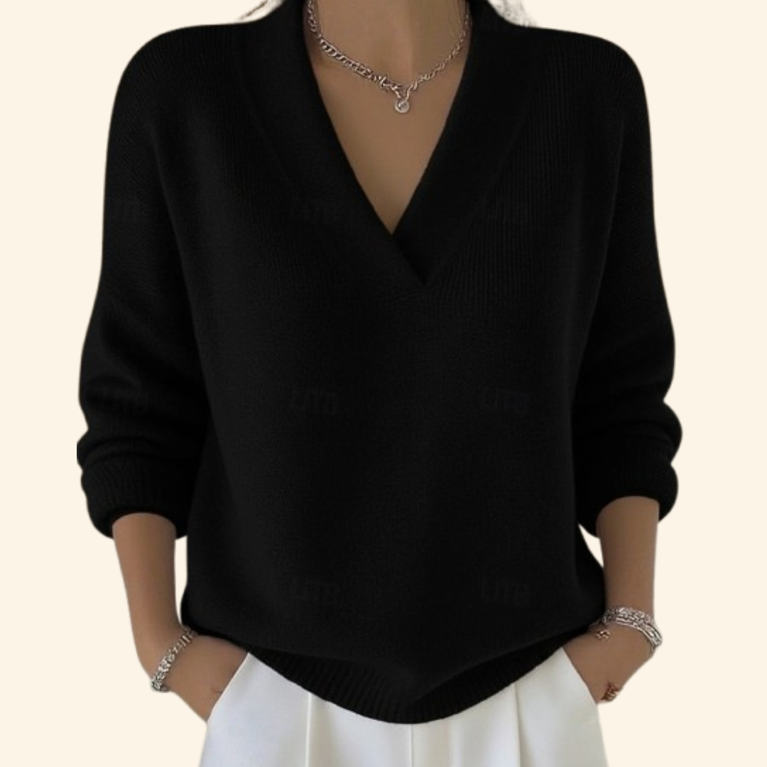 Maglione da donna con scollo a V e vestibilità rilassata