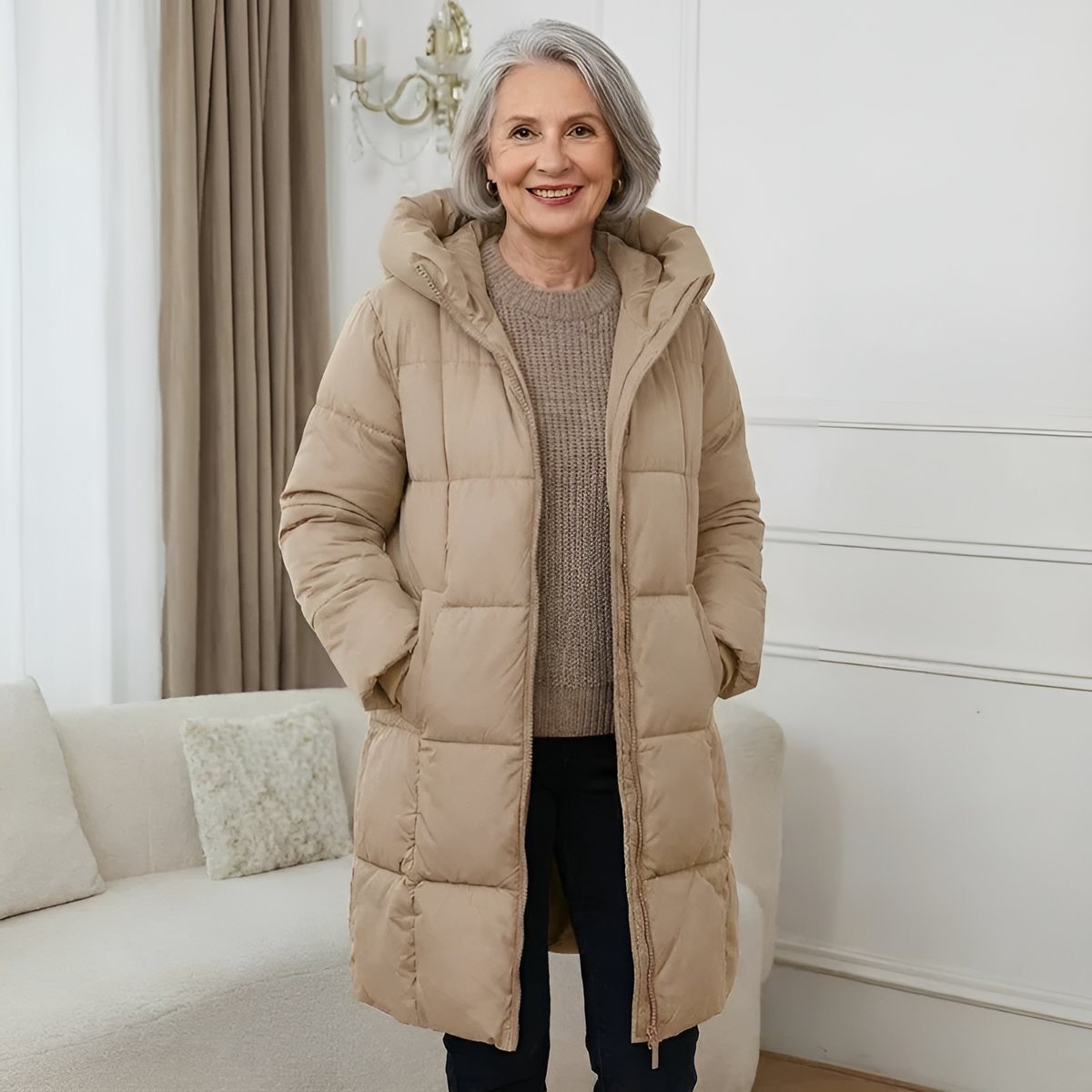 Women's Long Padded Coat with Hood