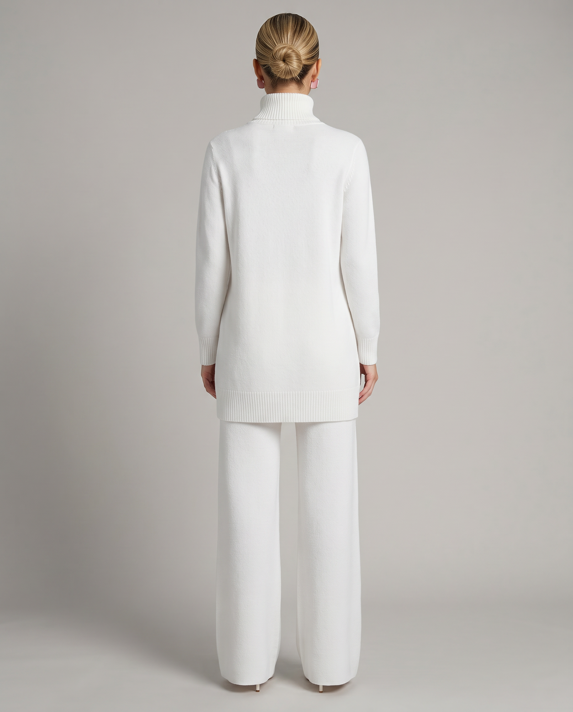 Eileen - Women's Knitted Co Ord Set with Turtleneck and Wide Leg Trousers