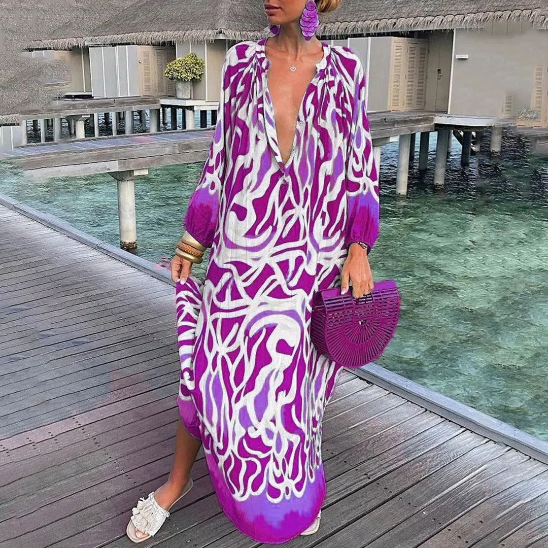 Clarice - Women's Boho Beach Kaftan Dress Flowing Chiffon Resort Wear