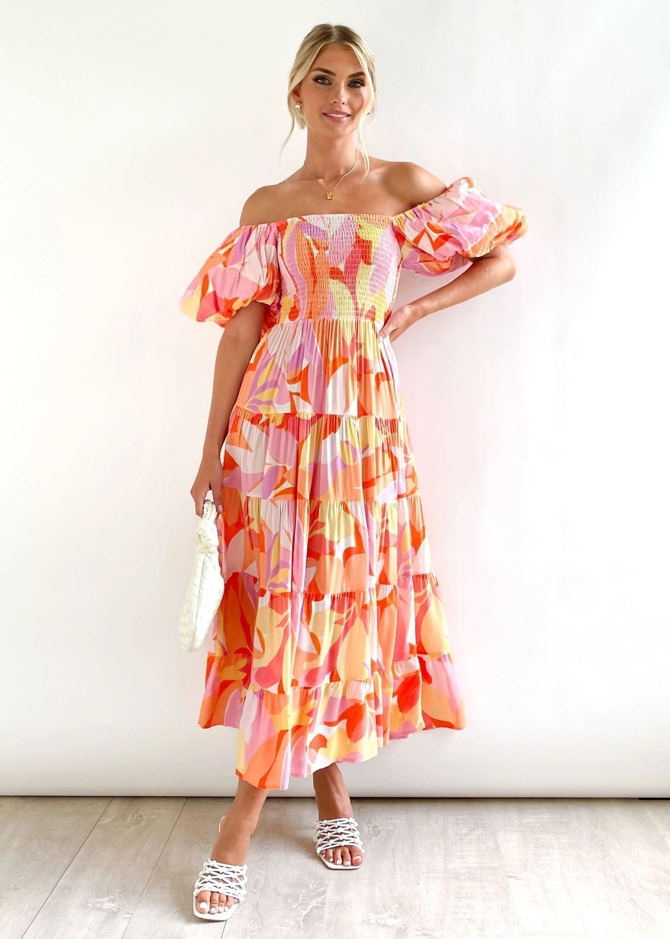 Seraphina - Women's Off-Shoulder Floral Midi Dress Romantic and Elegant