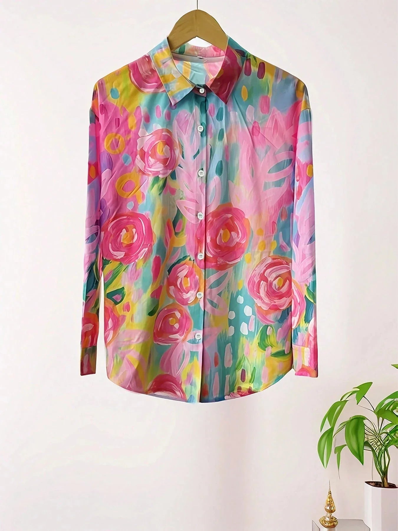 Women's Blouse | Abstract Print Button Front