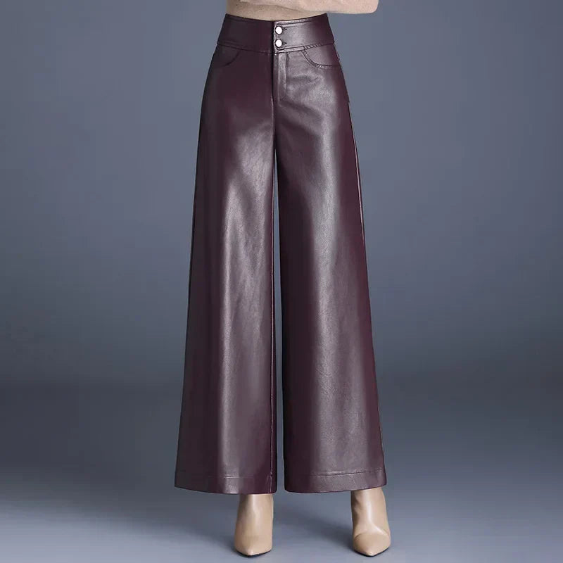 Layne - Women's Wide-Cut Leather Trousers