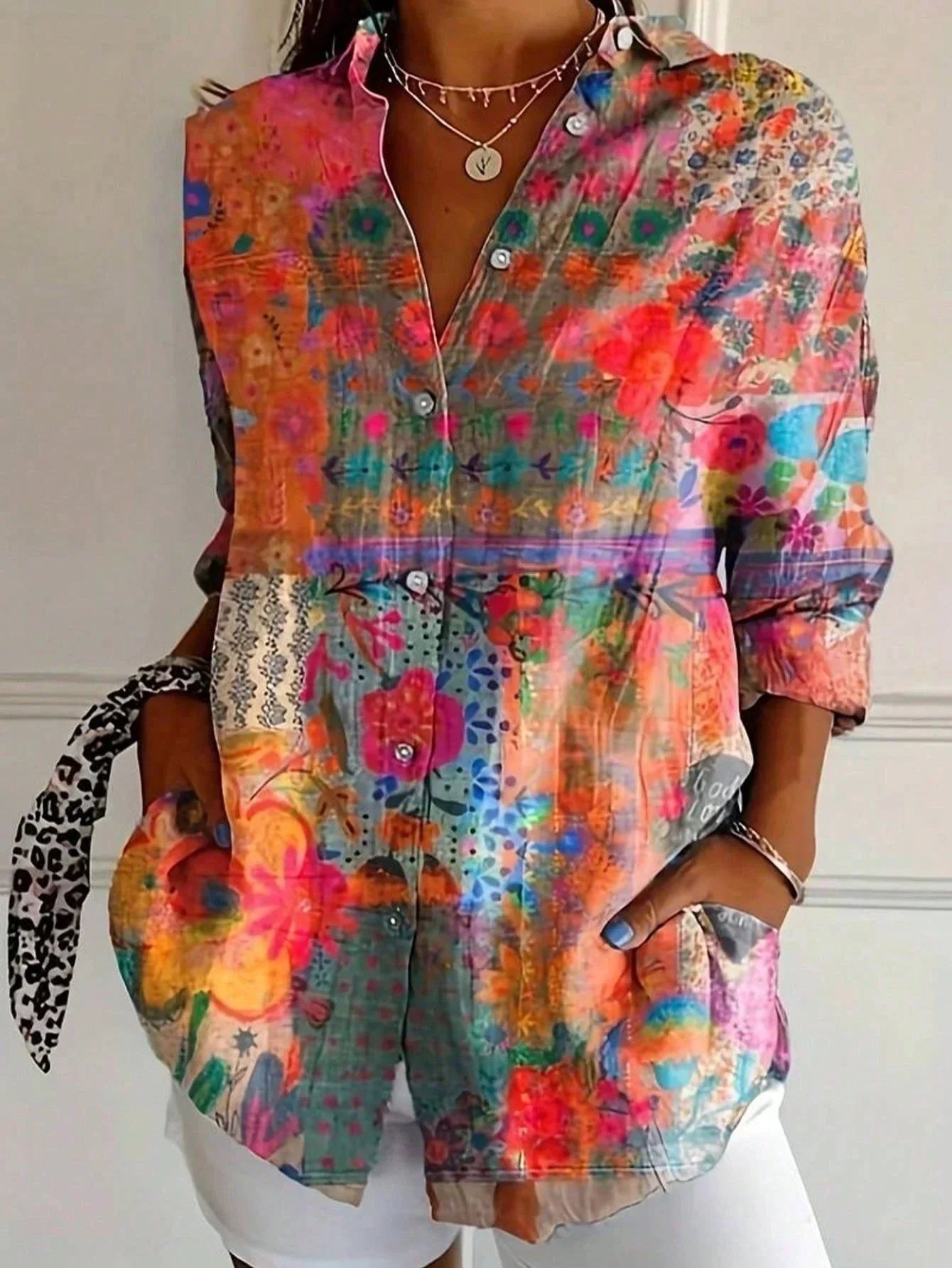 Women's Blouse | Abstract Print Button Front
