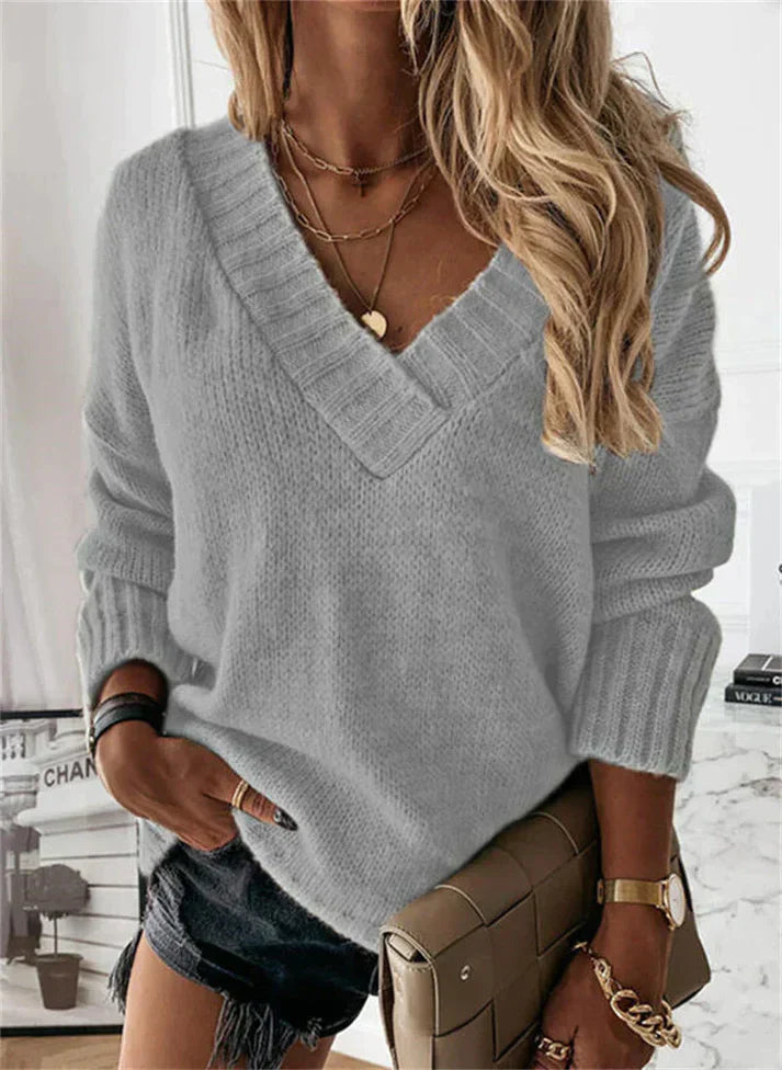 Billie - Women's Soft Knit V-Neck Sweater