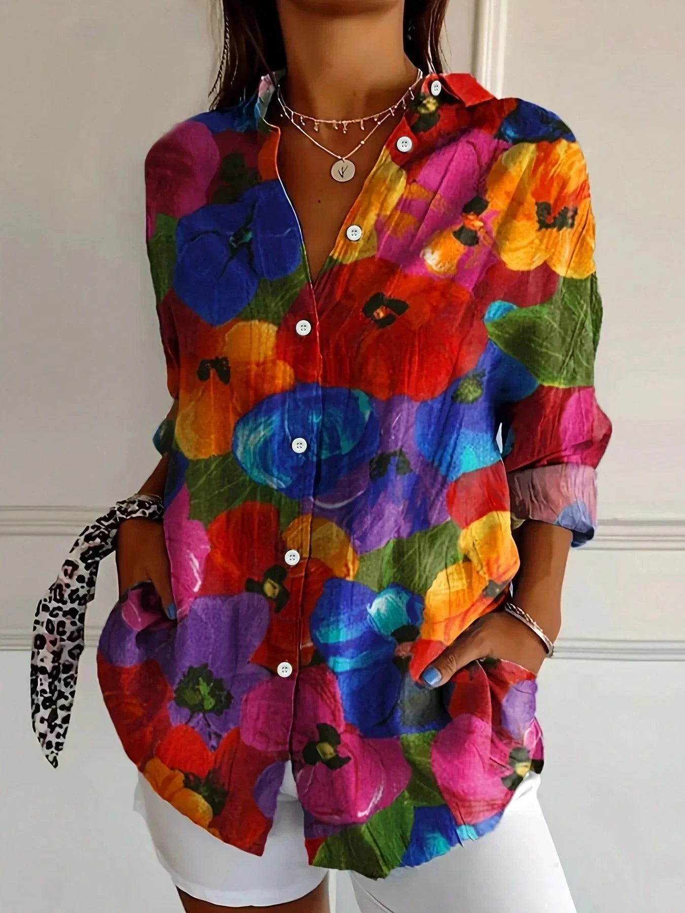 Women's Blouse | Abstract Print Button Front