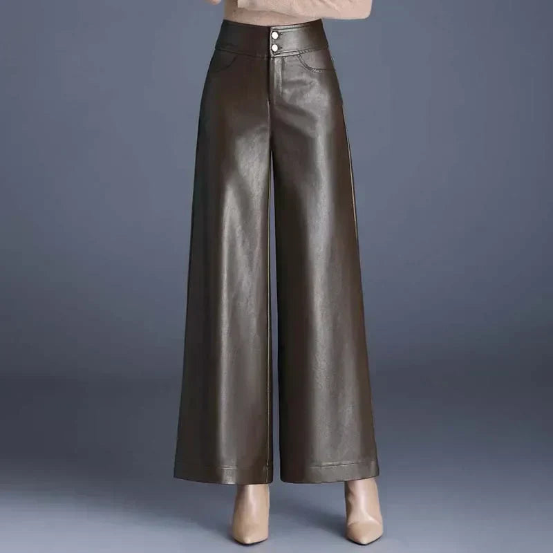 Layne - Women's Wide-Cut Leather Trousers