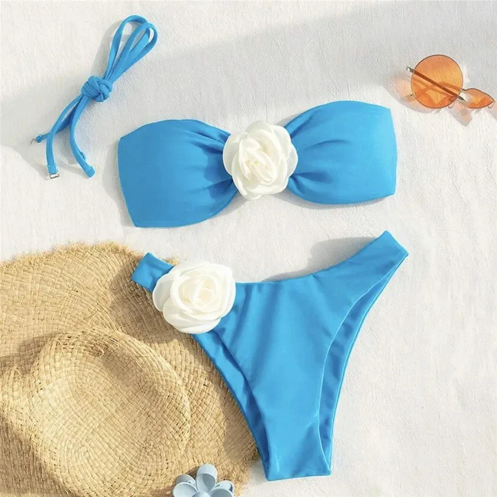 Venus - Women's Floral Accent Bikini Set