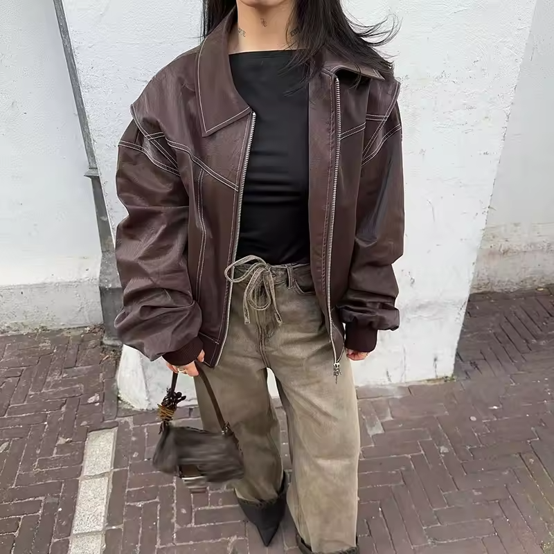 Amari - Women's Oversized Leather Jacket