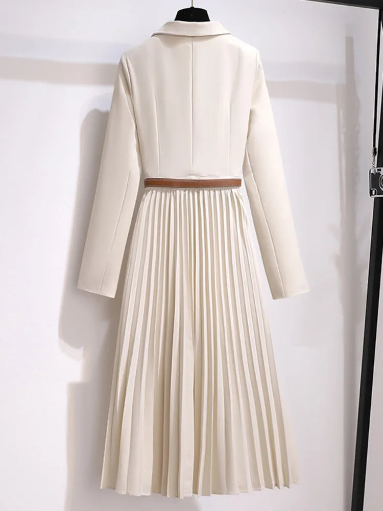 Rory - Women's Pleated Belted Blazer Dress