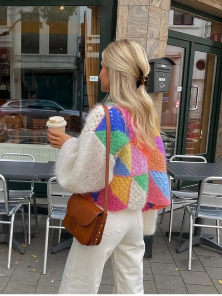 Eleni - Women's Colorful Crochet Sweater