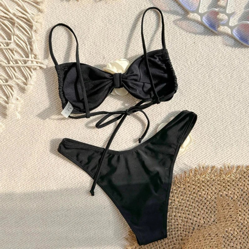Venus - Women's Floral Accent Bikini Set