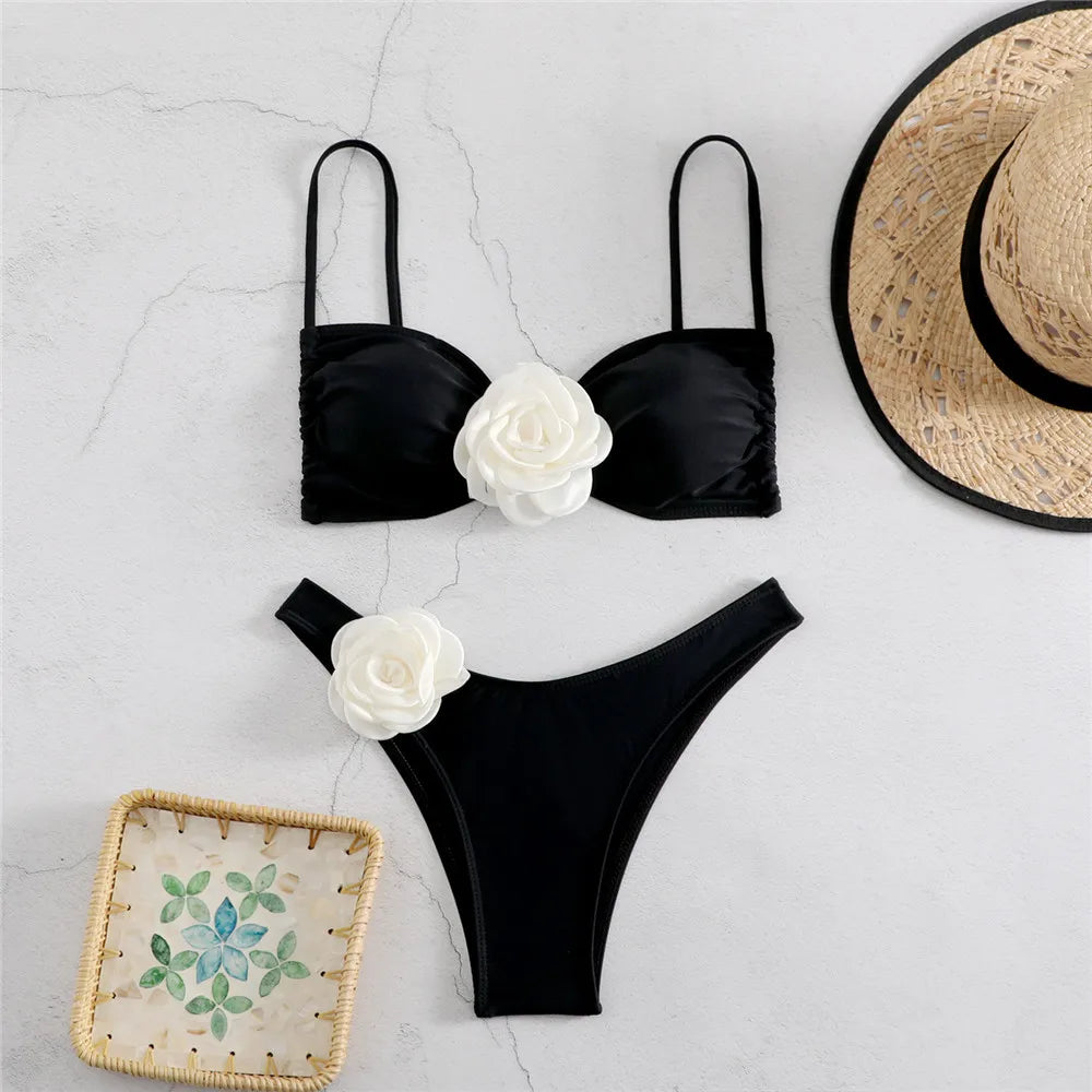 Venus - Women's Floral Accent Bikini Set