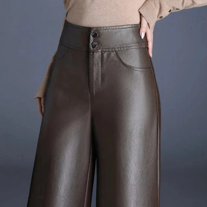 Layne - Women's Wide-Cut Leather Trousers