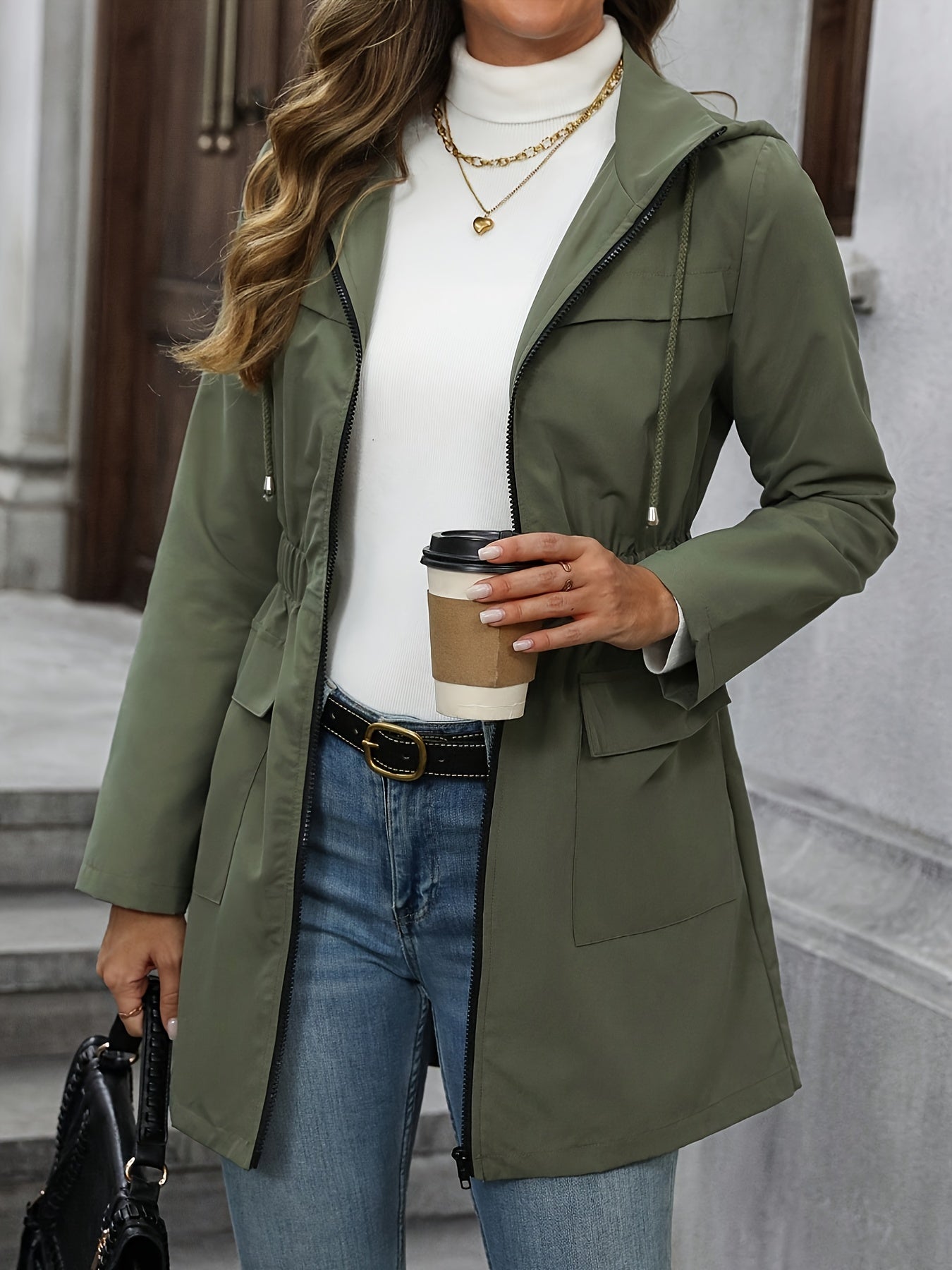 Jolanne - Women's Utility Trench with Drawstring Waist