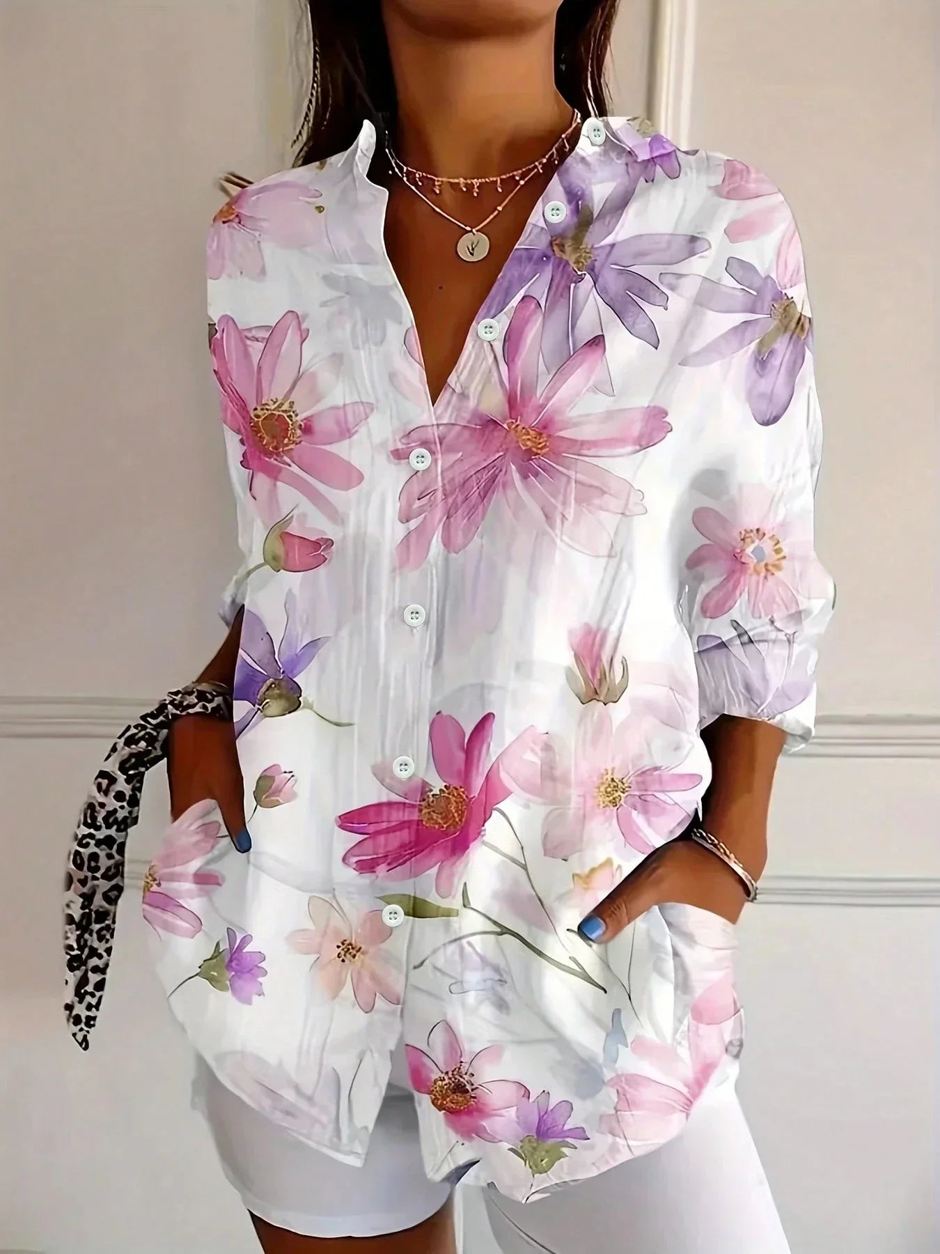 Women's Blouse | Abstract Print Button Front