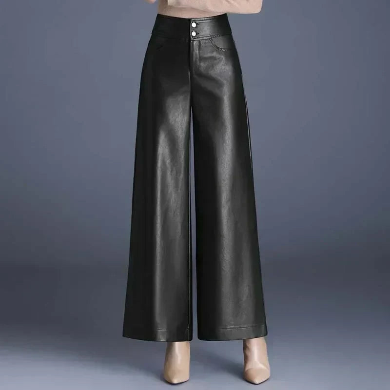 Layne - Women's Wide-Cut Leather Trousers