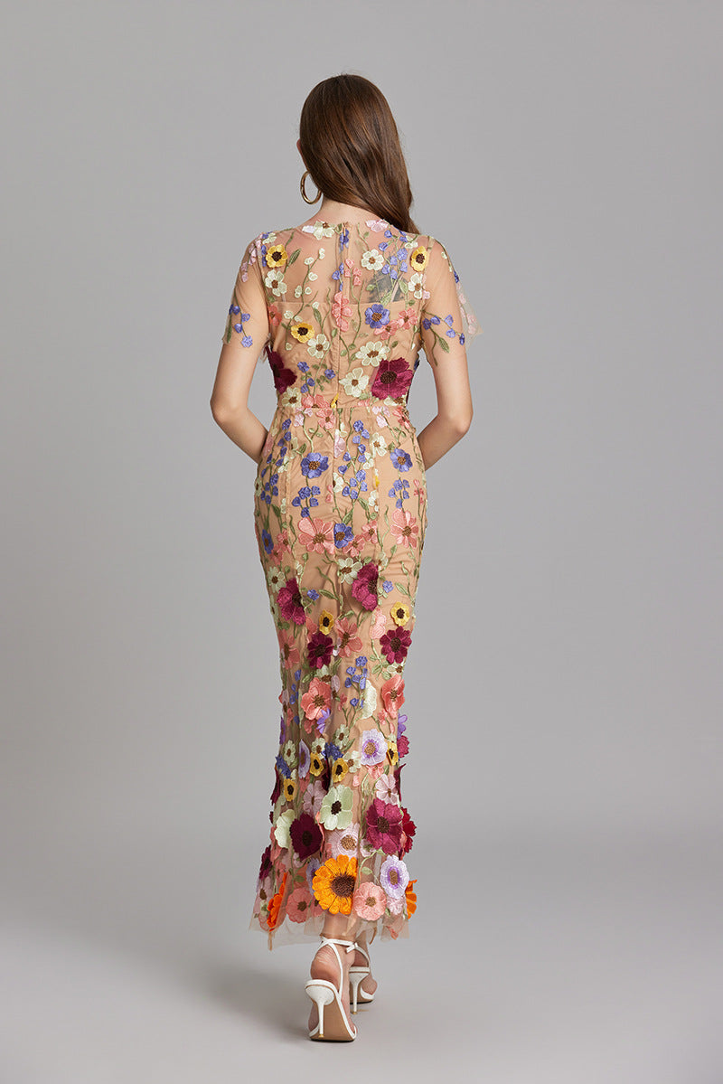Lisa - Sheer Embroidered Maxi Dress