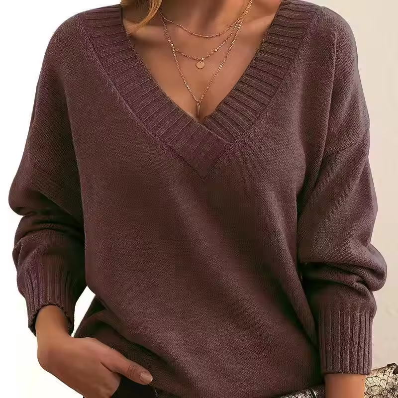 Skye - Women's V-Neck Knit Sweater