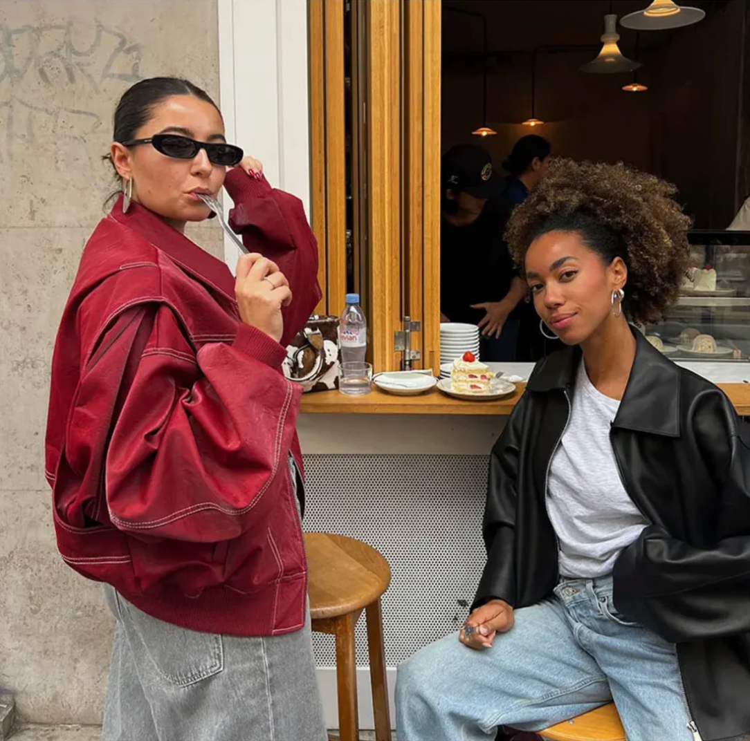 Celestia - Women's Oversized Vegan Leather Jacket