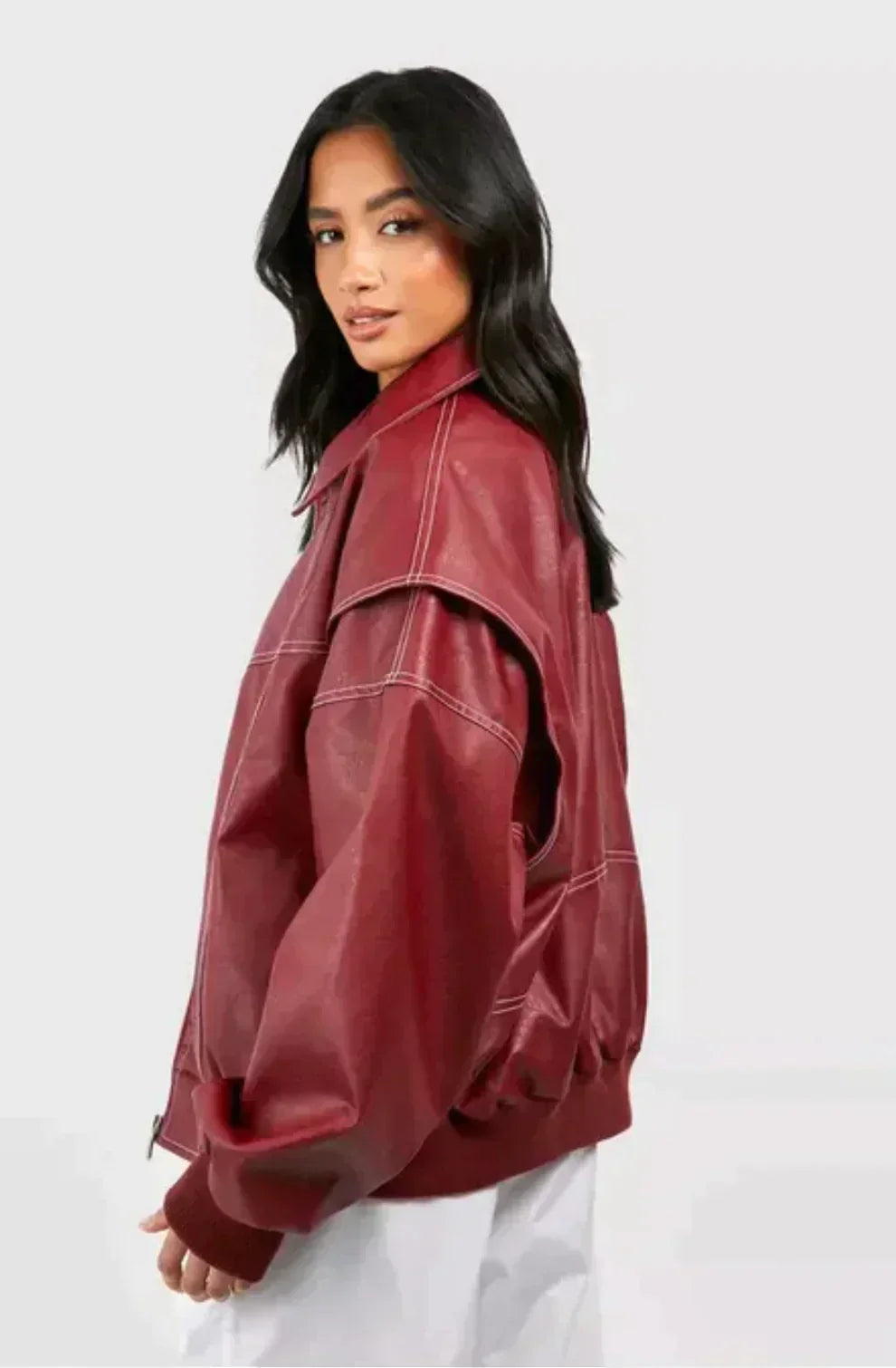 Celestia - Women's Oversized Vegan Leather Jacket